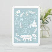 Carte de Noël bleu Ours Polaire Paix sur Terre (Debout devant)