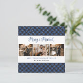 Carte de Noël bleu plaid Merry et Marié (Debout devant)