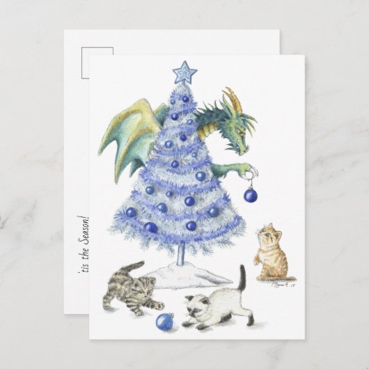 Carte de Noël bleue (Devant / Derrière)