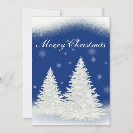 Carte de Noël bleue avec arbre blanc. (Devant)