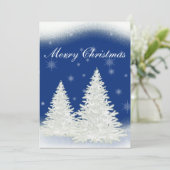 Carte de Noël bleue avec arbre blanc. (Debout devant)