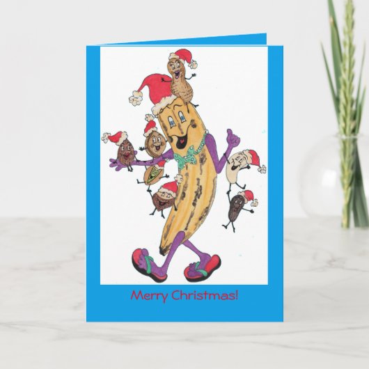 Carte de Noël bleue "Crunchy" (Devant)