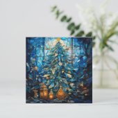 Carte de Noël bleue en verre (Debout devant)