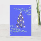 Carte de Noël bleue et blanche avec arbre (Devant)