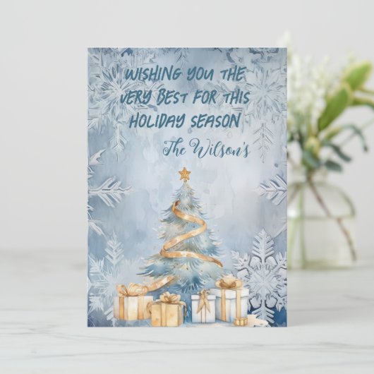 Carte de Noël bleue gelée (Debout devant)