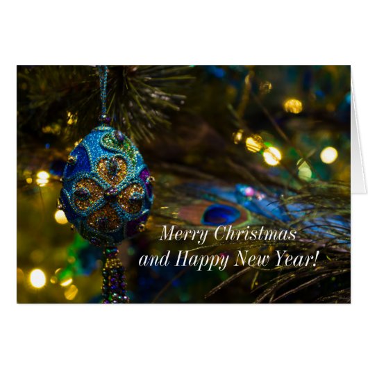 Carte de Noël bleue victorienne (Devant Horizontal)