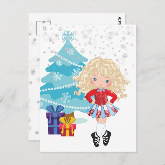 Carte de Noël Blond Irish Dancer (Devant / Derrière)