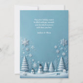 Carte de Noël Blue Pastel Snowman et Snowflake (Dos)