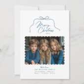 Carte de Noël Blue Simple Bow Scallopé (Devant)