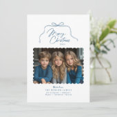 Carte de Noël Blue Simple Bow Scallopé (Debout devant)