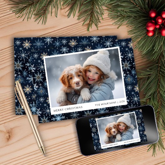 Carte de Noël Blue Snowflake