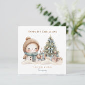 Carte de Noël Blue Vintage Snowman Boy (Debout devant)