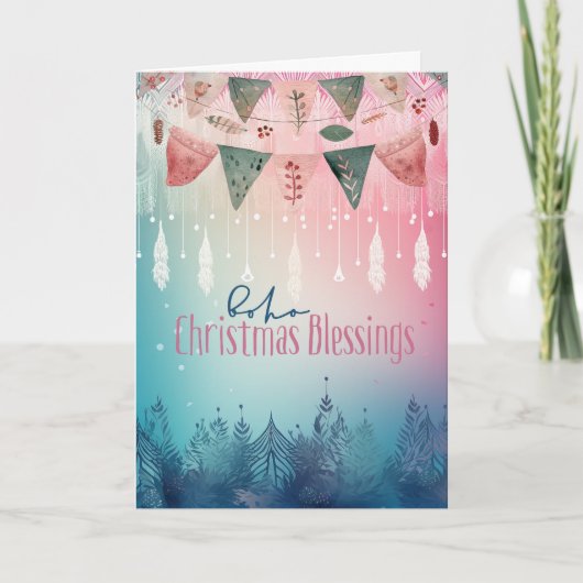 Carte de Noël Boho Blessing sans photo (Devant)