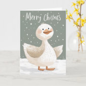 Carte de Noël Boho Duck dans la neige (Fleur jaune)