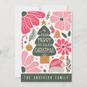 Carte de Noël Boho Floral Family Photo (Devant)