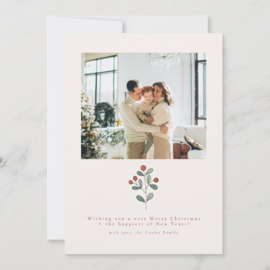 Carte de Noël Boho Holly (Dos)