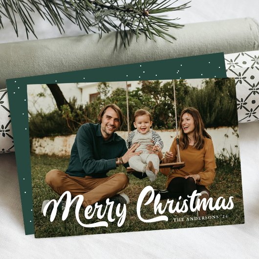 Carte de Noël Bold Retro Script avec 2 photos