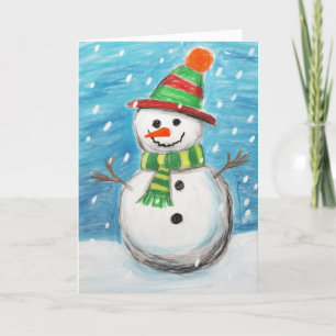 Carte de Noël Bonhomme de Neige au Crayon de Coule