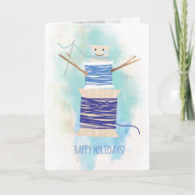 Carte de Noël bonhomme de neige avec bobines de fi