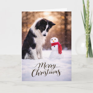 Carte de Noël Bonhomme de Neige Border Collie