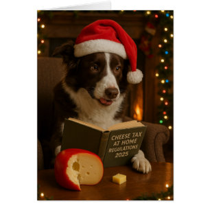Carte de Noël Border Collie 'Taxe Fromage'