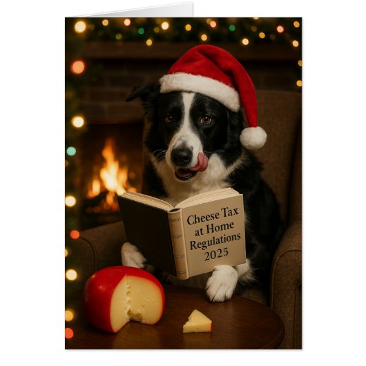Carte de Noël Border Collie 'Taxe Fromage' (Devant)