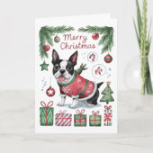 Carte de Noël Boston Terrier (Devant)