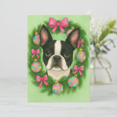 Carte de Noël Boston Terrier (Debout devant)