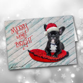 Carte de Noël Boston Terrier Santa Hat