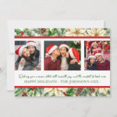 Carte de Noël botanique à l'aquarelle avec trois p (Devant)