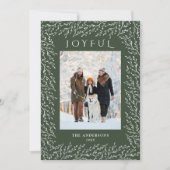 Carte de Noël botanique joyeuse vert chêne (Devant)