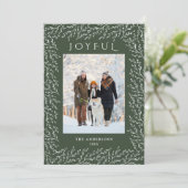 Carte de Noël botanique joyeuse vert chêne (Debout devant)
