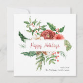 Carte de Noël botanique Joyeuses Fêtes (Devant)
