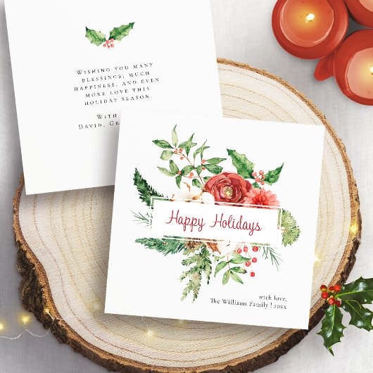 Carte de Noël botanique Joyeuses Fêtes