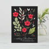 Carte de Noël botanique moderne Floral rouge (Debout devant)