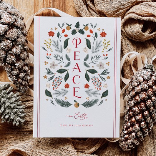 Carte de Noël Botanique Peace on Earth