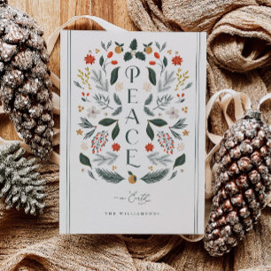 Carte de Noël Botanique Peace on Earth