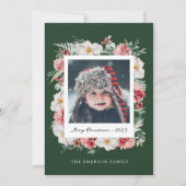 Carte de Noël Botanique Photo Verte (Devant)