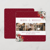 Carte de Noël botanique rouge Merry and Married (Devant / Derrière)