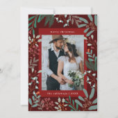 Carte de Noël Botanique Rouge Photo Holiday (Devant)