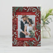 Carte de Noël Botanique Rouge Photo Holiday (Debout devant)