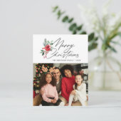 carte de Noël botanique tendance écriture joyeux N (Debout devant)