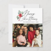 carte de Noël botanique tendance écriture joyeux N (Devant)