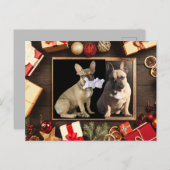 Carte de Noël Bouledogues français Noël (Devant / Derrière)
