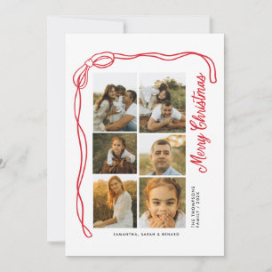 Carte de Noël Bow Merry Christmas Family 7 Photos