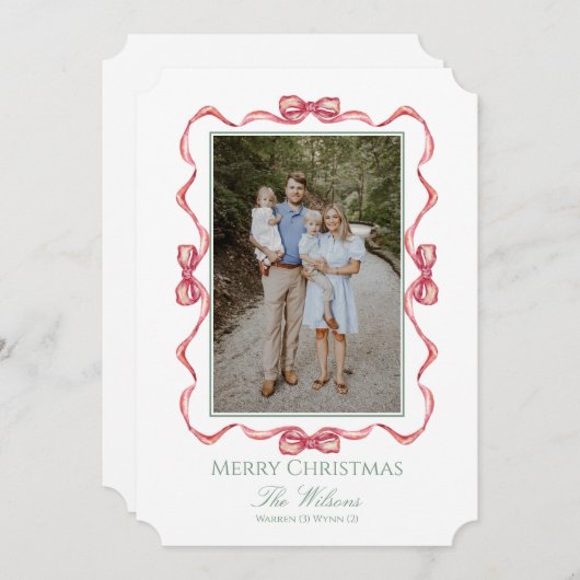 Carte de Noël Bow Watercolor (Devant / Derrière)