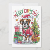 Carte de Noël Boxer à l'aquarelle (Devant)