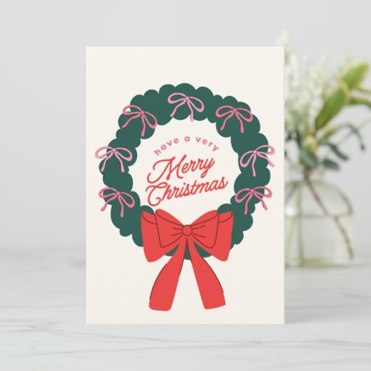 Carte de Noël branchée Bow Girly (Debout devant)