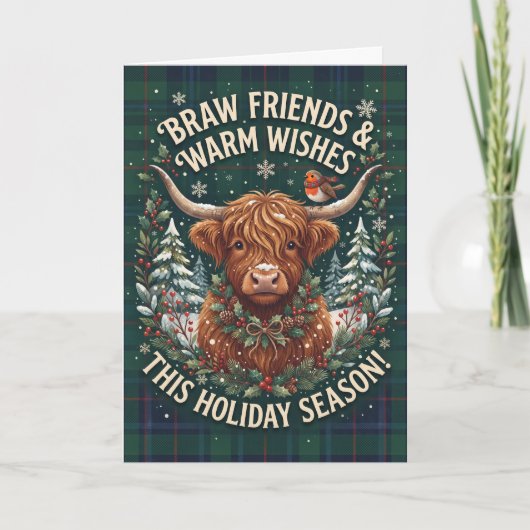 Carte de Noël Braw Friends Highland Cow (Devant)