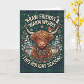 Carte de Noël Braw Friends Highland Cow (Fleur jaune)